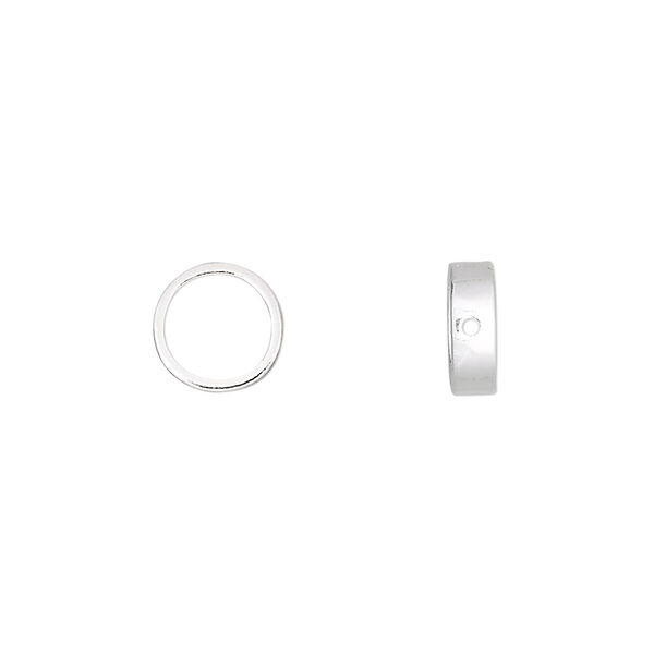 Bead frame, sterling silver, 9mm round, fits up to 6.5mm bead. Sold per pkg of 2. image number 0