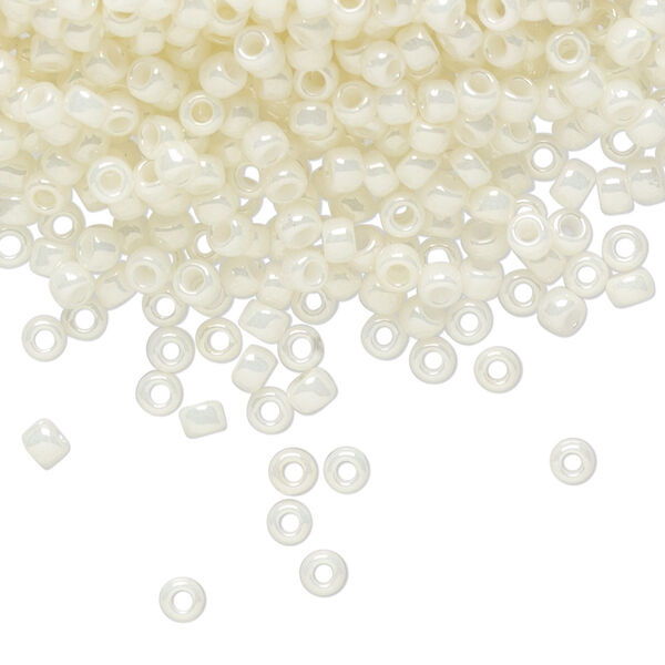 Seed bead, TOHO BEADS®, glass, pkg/250g, #8 round, opaque luster Navajo white (TR-08-122). image number 0