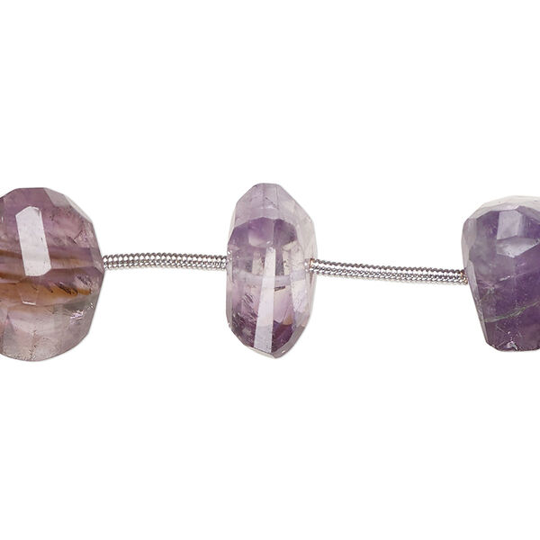 Amethyst 1pkg9, hand-cut step-cut nugget bead natural small image number 0