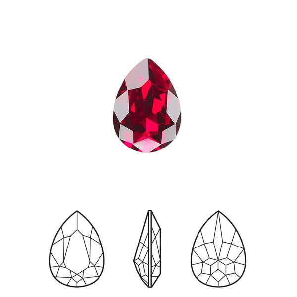 Fancy stone 12pk Siam foil back, Crystal Passions® 14x10mm pear 4320 image number 0