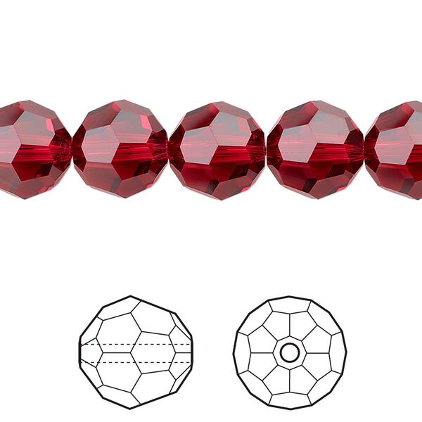 Bead 6pk scarlet, Crystal Passions® 10mm round 5000 image number 0