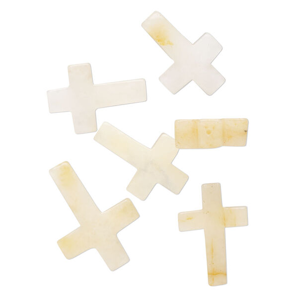 Peach quartz 1pkg6, half-drilled cross drop natural B grade, 21x14mm-25x18mm image number 0