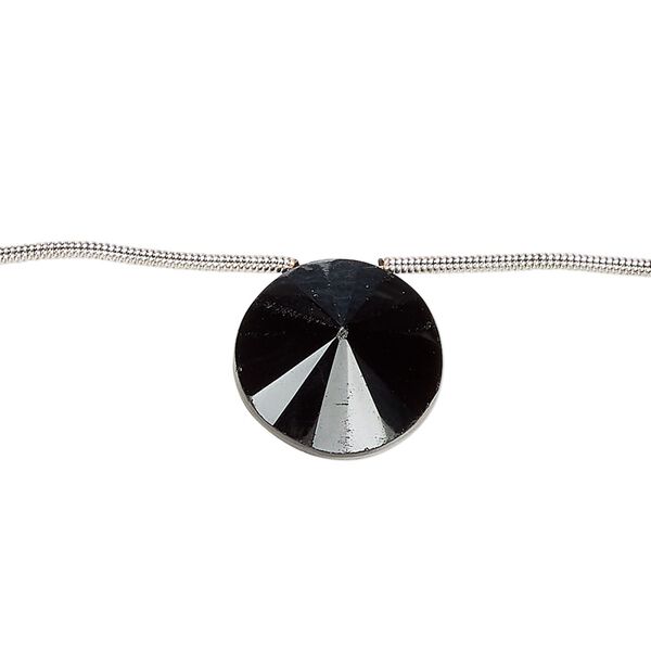Black spinel 1pkg6, hand-cut top-drilled faceted rivoli bead 14x8mm-16x12mm image number 0