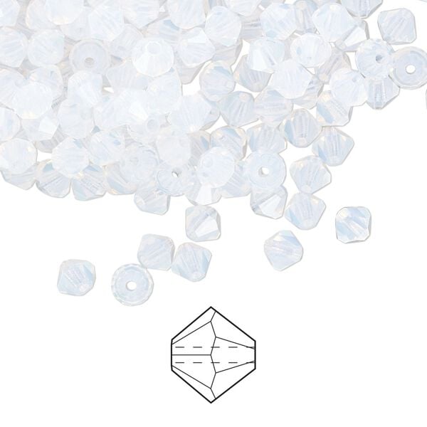 Bead 144pk white opal, Preciosa Czech crystal 4mm bicone image number 0