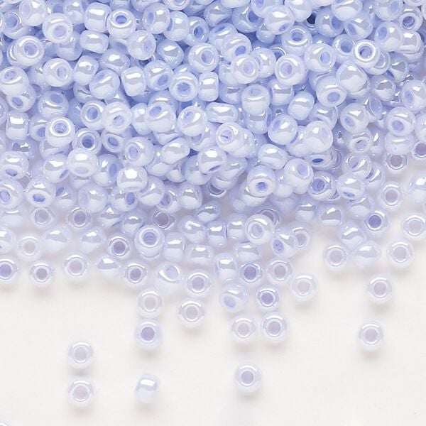 Seed bead, Dyna-Mites™, glass, opaque ceylon pastel light blue, #8 round. Sold per 1/2 kilogram pkg. image number 0