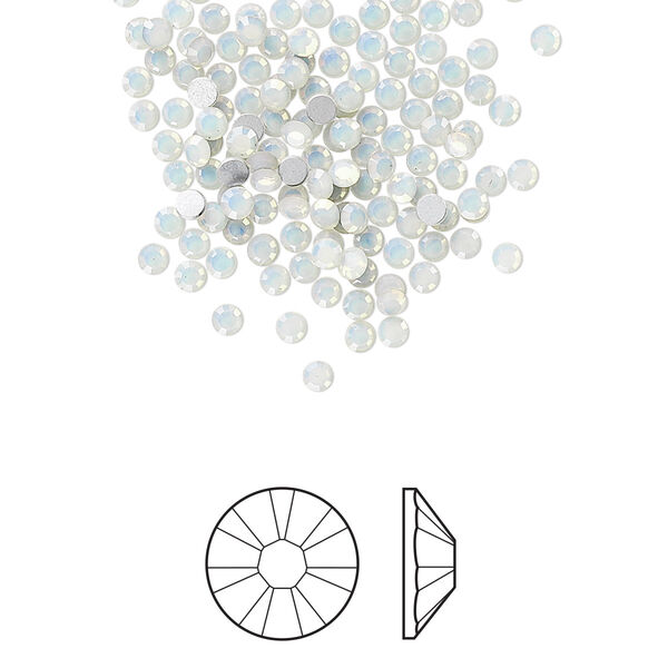 Flat back 1440pk white opal foil back, Swarovski® 2.1-2.3mm rose round SS7 2058 image number 0