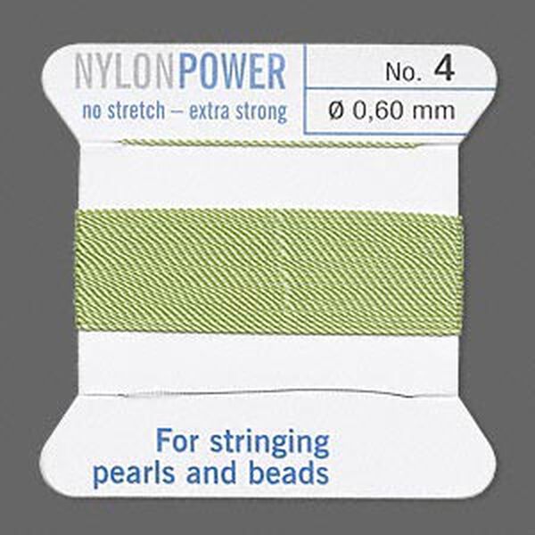 Thread, Griffin, nylon, jade green, size #4. Sold per 2-meter card (approximately 78 inches). image number 0