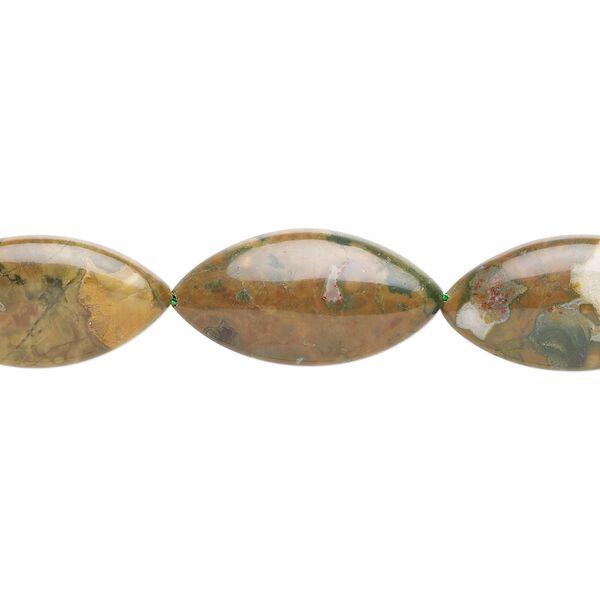 Rhyolite 1pkg1, flat marquise bead natural 15.5-16 inch 30x15mm image number 0
