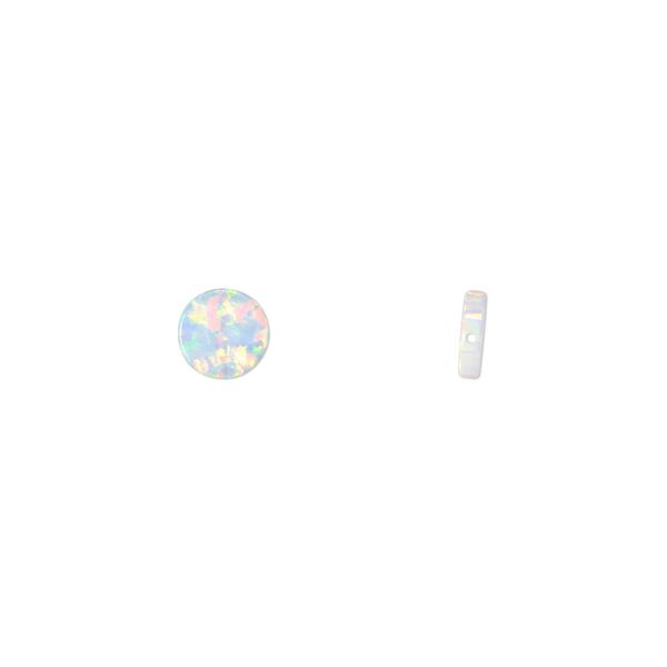 Bead, "opal" (silica and epoxy) (man-made), white, 6mm flat round. Sold individually. image number 0