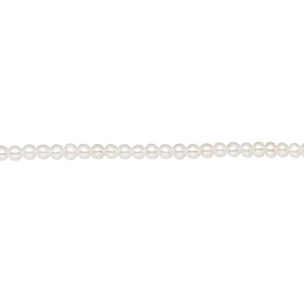 Pearl, cultured freshwater (bleached), white, 2.4mm seed, A- grade, Mohs hardness 2-1/2 to 4. Sold per 5-inch strand, approximately 55-65 pearls. image number 0