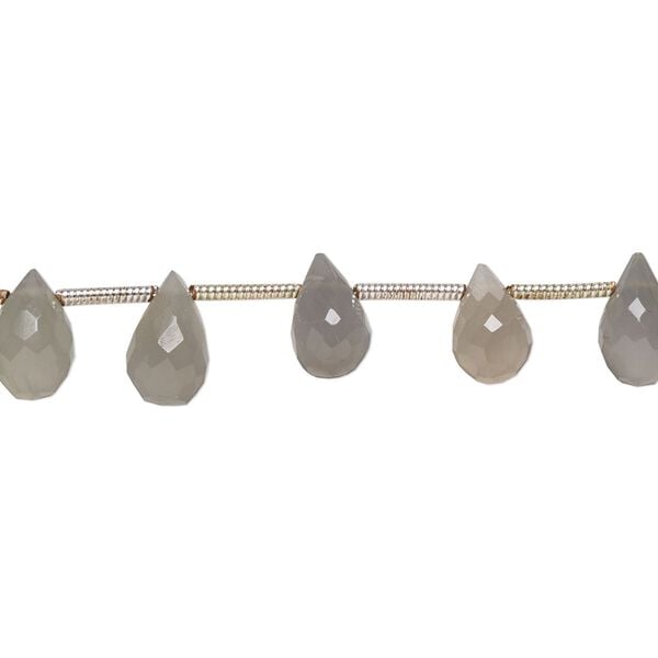 Grey moonstone 1pkg19, hand-cut top-drilled faceted briolette bead natural 7x5mm-10x6mm image number 0