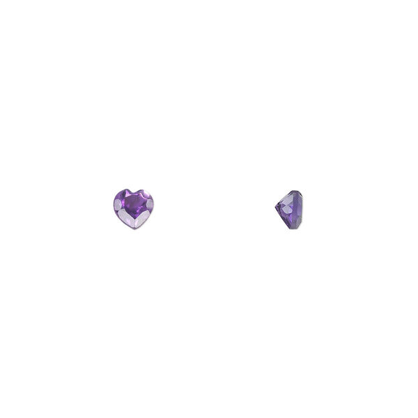 Amethyst 1pkg2, hand-cut faceted heart gem natural A grade, 4mm image number 0