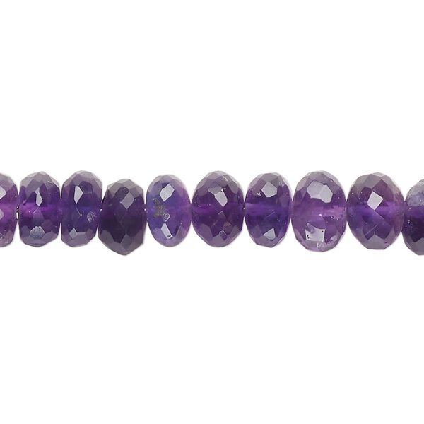 Amethyst 1pkg1, hand-cut faceted rondelle bead natural 14 inch 7x4mm-8x6mm image number 0