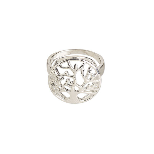 Ring, sterling silver, 20mm wide with cutout tree of life, size 9. Sold individually. image number 0