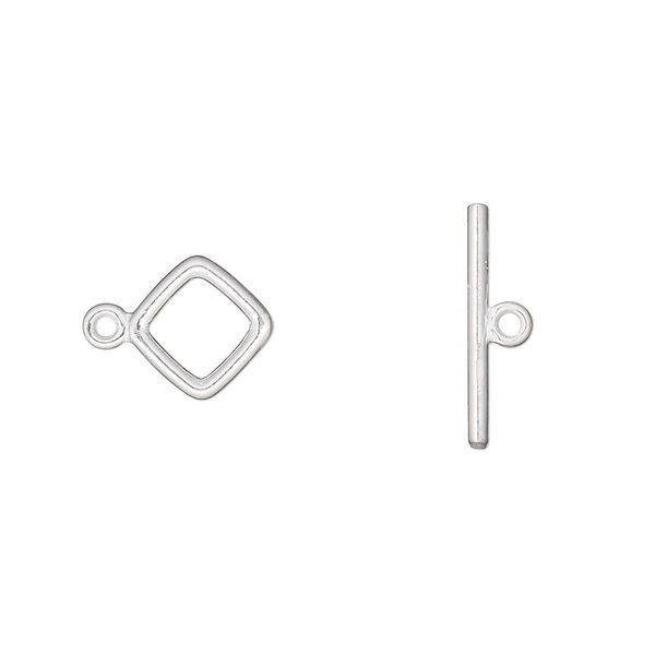 Clasp, JBB Findings, toggle, sterling silver, 9x9mm diamond. Sold individually. image number 0