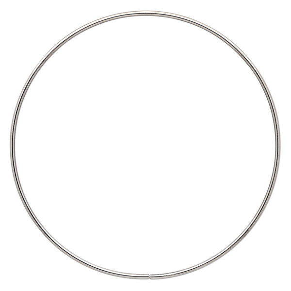 Beading hoop, imitation rhodium-plated steel, 6-inch closed round. Sold per pkg of 2. image number 0