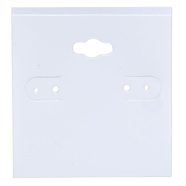 Earring card, PVC plastic, opaque white-blue, 2x2 inch square. Sold per pkg of 100. image number 0