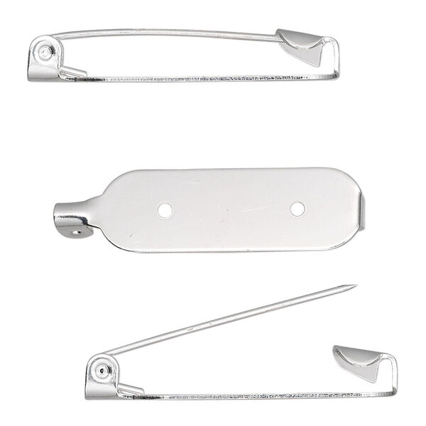 Pin back, silver-plated steel, 1-1/4 inch oval. Sold per pkg of 100. image number 0