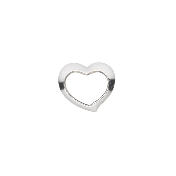 Charm, sterling silver, 15x13mm open floating heart. Sold individually. image number 0