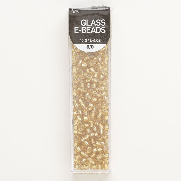 Bead, glass, pkg/40g, silver-lined translucent topaz, #6 round. image number 0