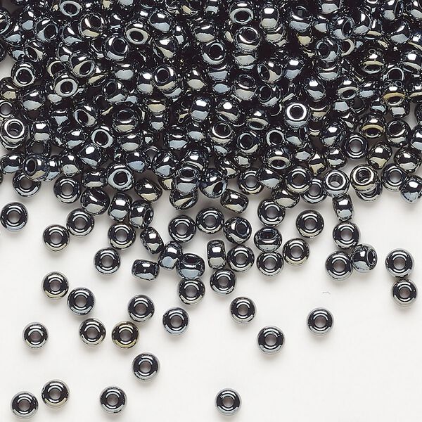 Seed bead, Miyuki, glass, pkg/250g, #8 rocaille, opaque light gunmetal (RR-464). image number 0