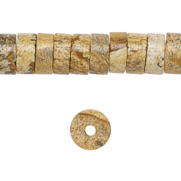 Picture jasper 1pkg10, heishi bead natural 10x5mm image number 0