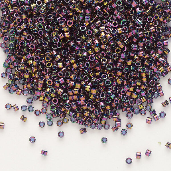 Seed bead, Delica®, glass, pkg/250g, #11 round, translucent rainbow gold luster plum (DB-0128). image number 0