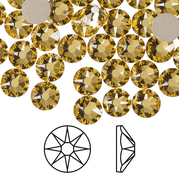 Flat back 1pkg144 dark jonquil foil back, Swarovski® ReCreated™ 7.07-7.27mm rose round SS34 2088 image number 0