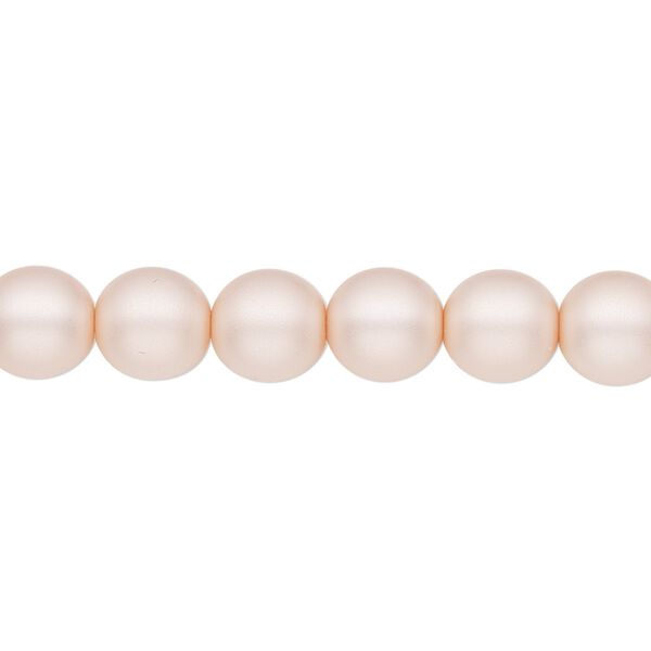 Bead, Czech pearl-coated glass druk, opaque matte soft pink, 8mm round. Sold per 15-1/2" to 16" strand. image number 0