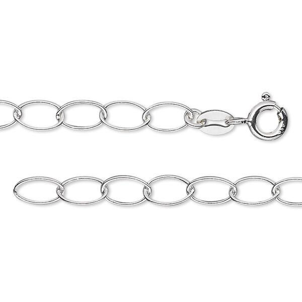 Chain, sterling silver, 5mm oval cable, 20 inches with springring clasp. Sold individually. image number 0