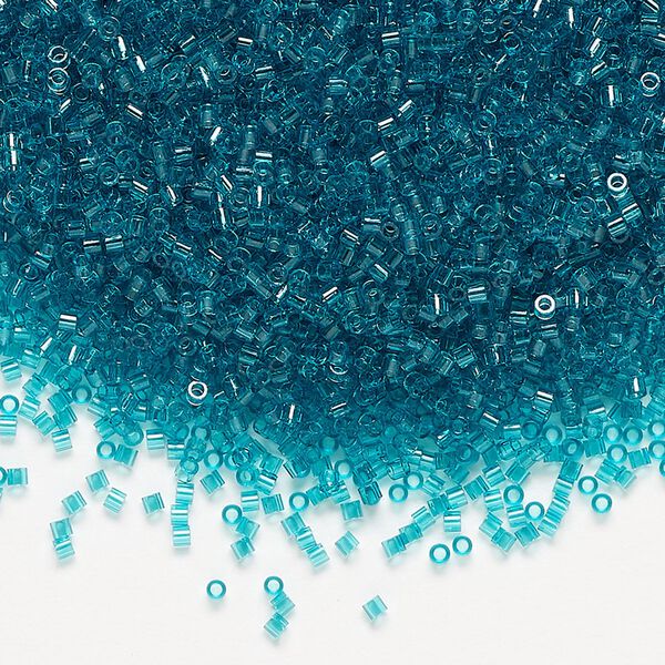 Seed bead, Delica®, glass, pkg/250g, #15 round, transparent teal (DBS-1108). image number 0