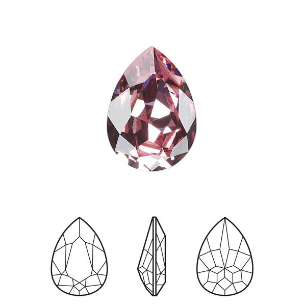 Fancy stone 1pk light rose foil back, Crystal Passions® 18x13mm pear 4320 image number 0