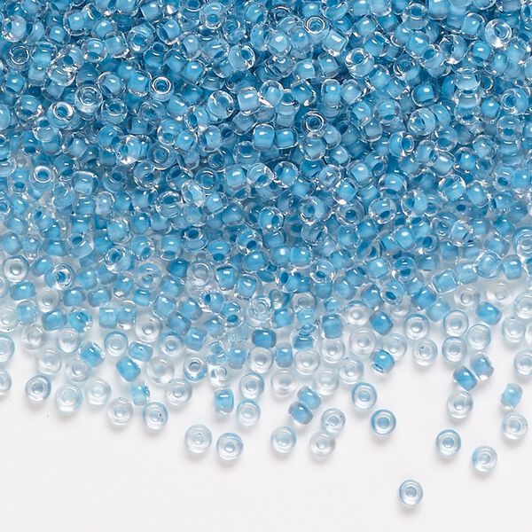 Seed bead, Dyna-Mites™, glass, pkg/1/2kg, #11 round, translucent inside dyed color turquoise blue, (223 11/0 RR). image number 0