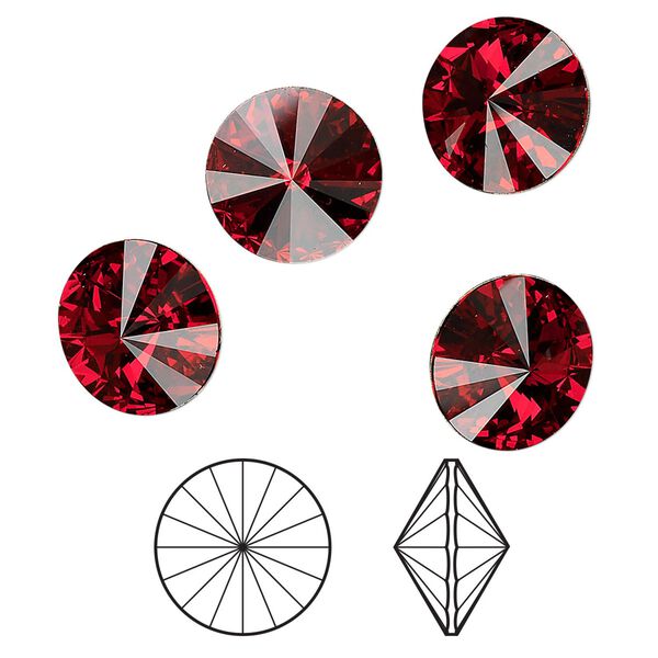 Chaton 48pk Siam foil back, Crystal Passions® 12mm rivoli 1122 image number 0