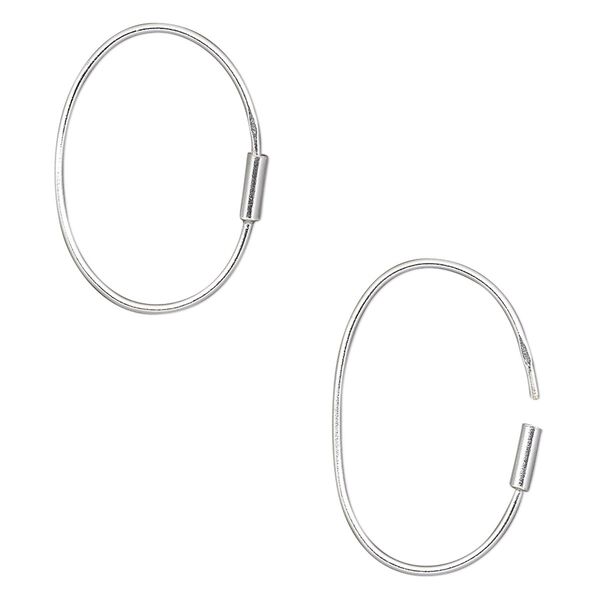 Earring hoop 1pkg2 sterling silver, 20x14mm-23x16mm oval, 21 gauge 1 pair image number 0