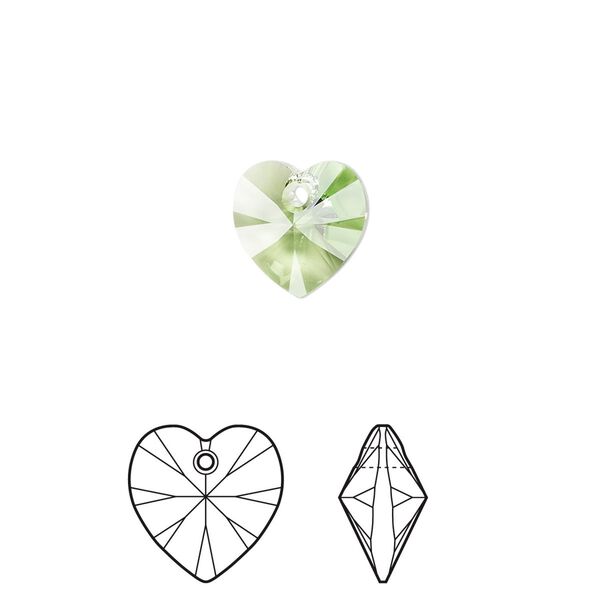 Drop 288pk peridot, Swarovski® 10mm pendant heart 6228 image number 0
