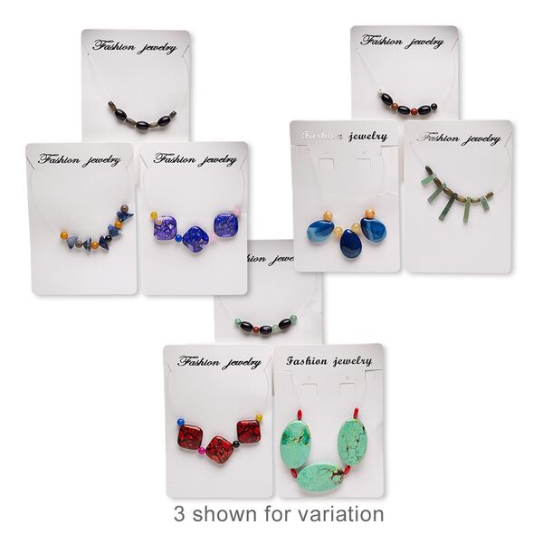 Multi-gemstone / glass 3pkg, top-drilled mixed shape bead / focal mix 6mm-40x26mm image number 0