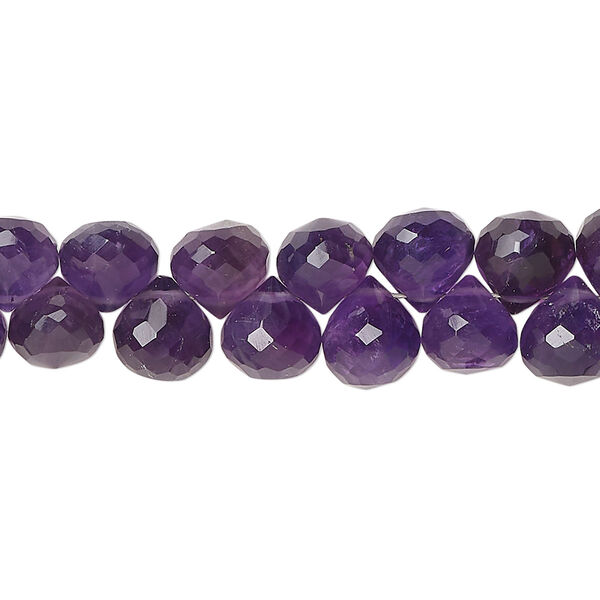 Amethyst 1pkg60, hand-cut top-drilled faceted teardrop bead natural B grade, 7x7mm image number 0
