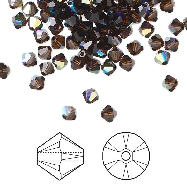 Bead 48pk mocca AB, Crystal Passions® 4mm bicone 5328 image number 0