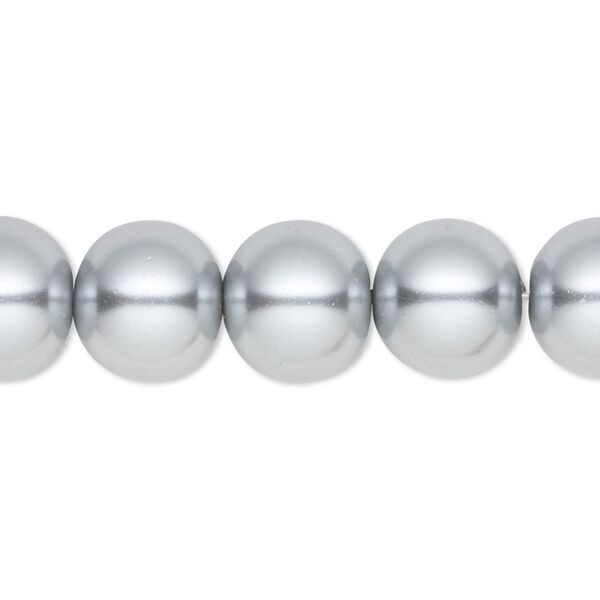 Bead, crystal pearl, silver, 12mm round. Sold per 15-1/2" to 16" strand, approximately 30 beads. image number 0