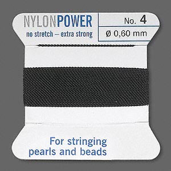 Thread, Griffin, nylon, black, size #4. Sold per 2-meter card (approximately 78 inches). image number 0