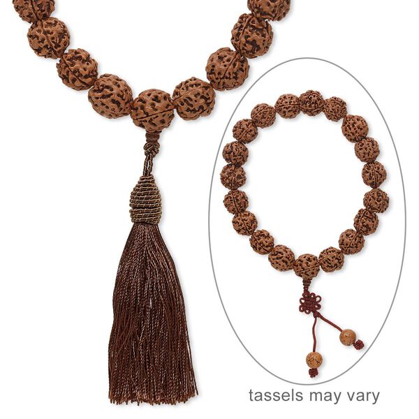 Prayer bead, rudraksha seed (natural), 18mm round, 13 inches. Sold individually. image number 0