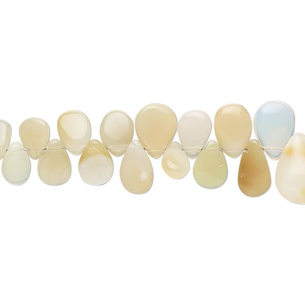 Ethiopian amber opal 1pkg1, hand-cut top-drilled puffed teardrop bead natural 8 inch graduated 6x4mm-10x8mm image number 0