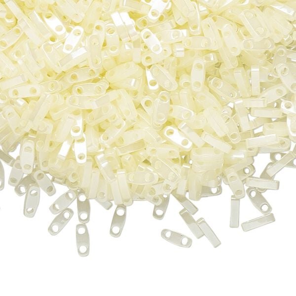 Seed bead, TILA®, glass, pkg/5g, 5x1.2mm quarter tila rectangle, translucent ivory, (QTL-513). image number 0