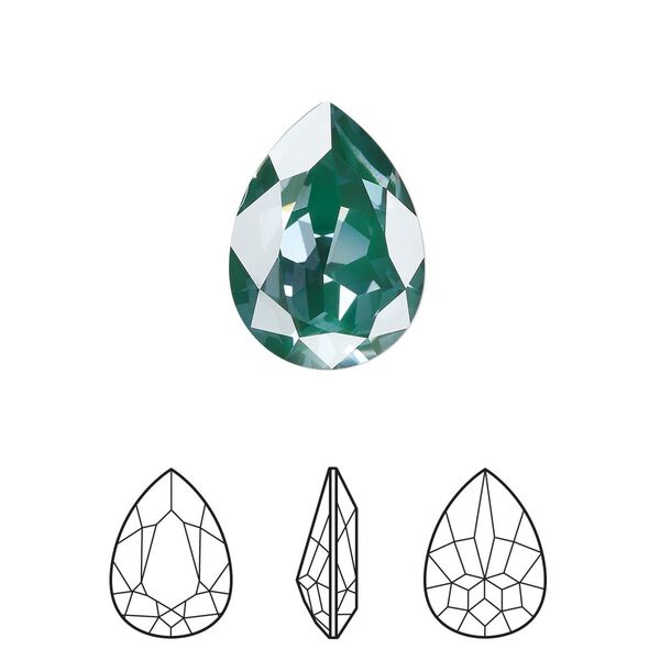 Fancy stone 1pk crystal pine green ignite LacquerPRO, Crystal Passions® 18x13mm pear 4320 image number 0
