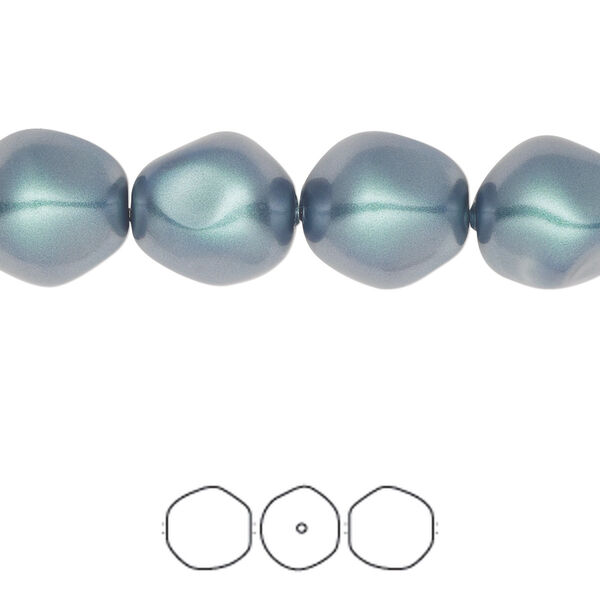 Pearl 10pk iridescent Tahitian look, Crystal Passions® 12x11mm baroque round 5841 image number 0
