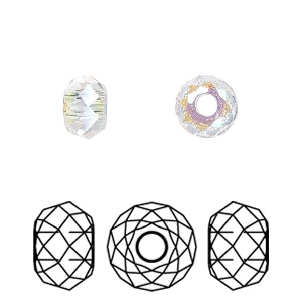 Bead 216pk crystal shimmer 2X, Swarovski® 8x5.3mm briolette XL hole 5042 image number 0