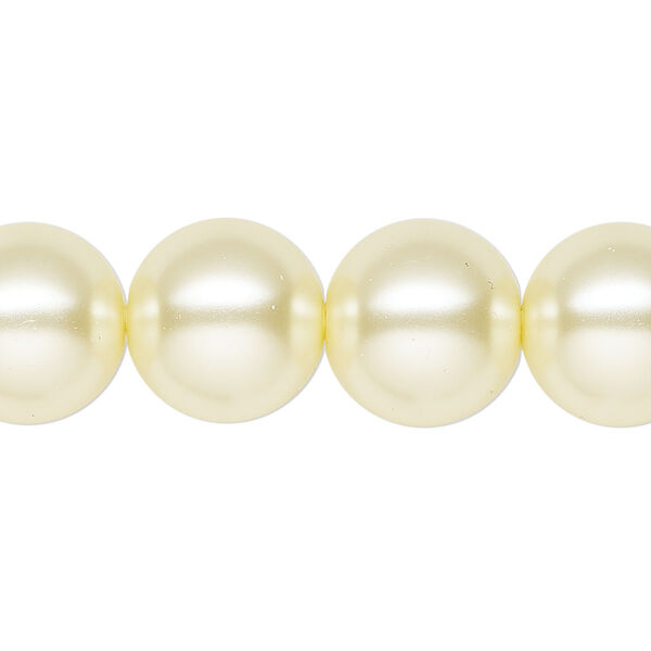 Pearl 1pk ivory, Celestial Crystal® 14mm round 15.5-16 inch image number 0
