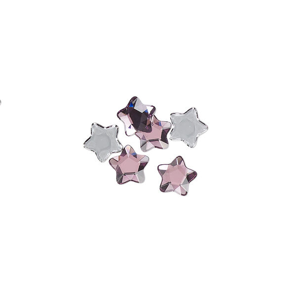 Flat back 6pk iris foil back, Crystal Passions® hotfix rhinestone 6mm star flower 3754 image number 0