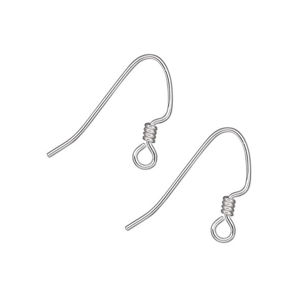 Ear wire, sterling silver-filled, 18mm angular fishhook with 2.5mm coil and open loop, 20 gauge. Sold per pkg of 100 pairs. image number 0